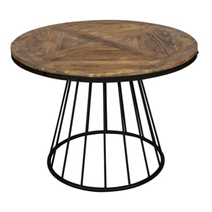Table ronde 5 personnes en bois de cèdre et pied en métal D110 cm - Pralus