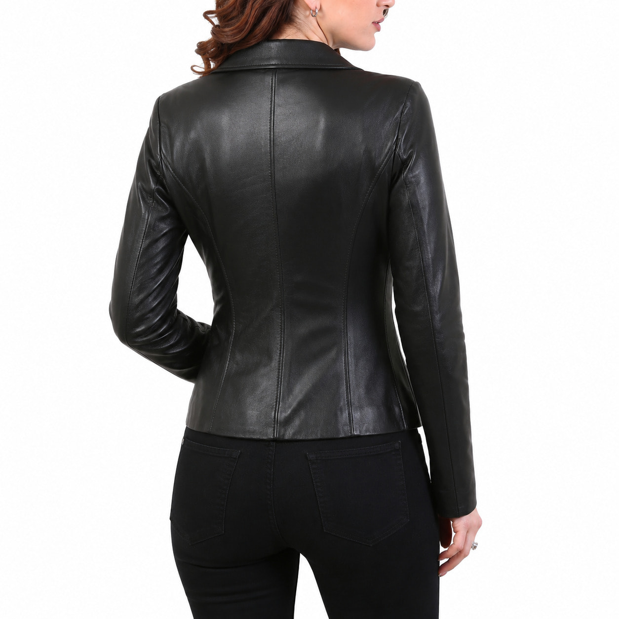 Giacca in pelle di vitello nappa Nero