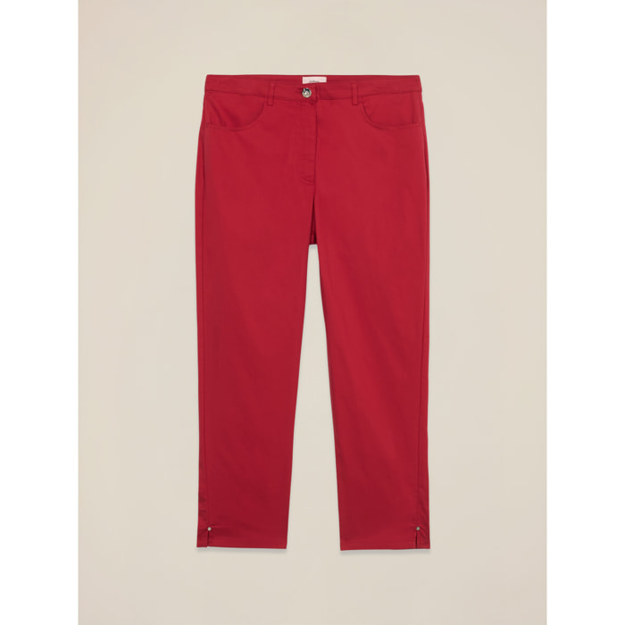 Oltre - Pantalones cropped de mezcla de algodón - Rojo