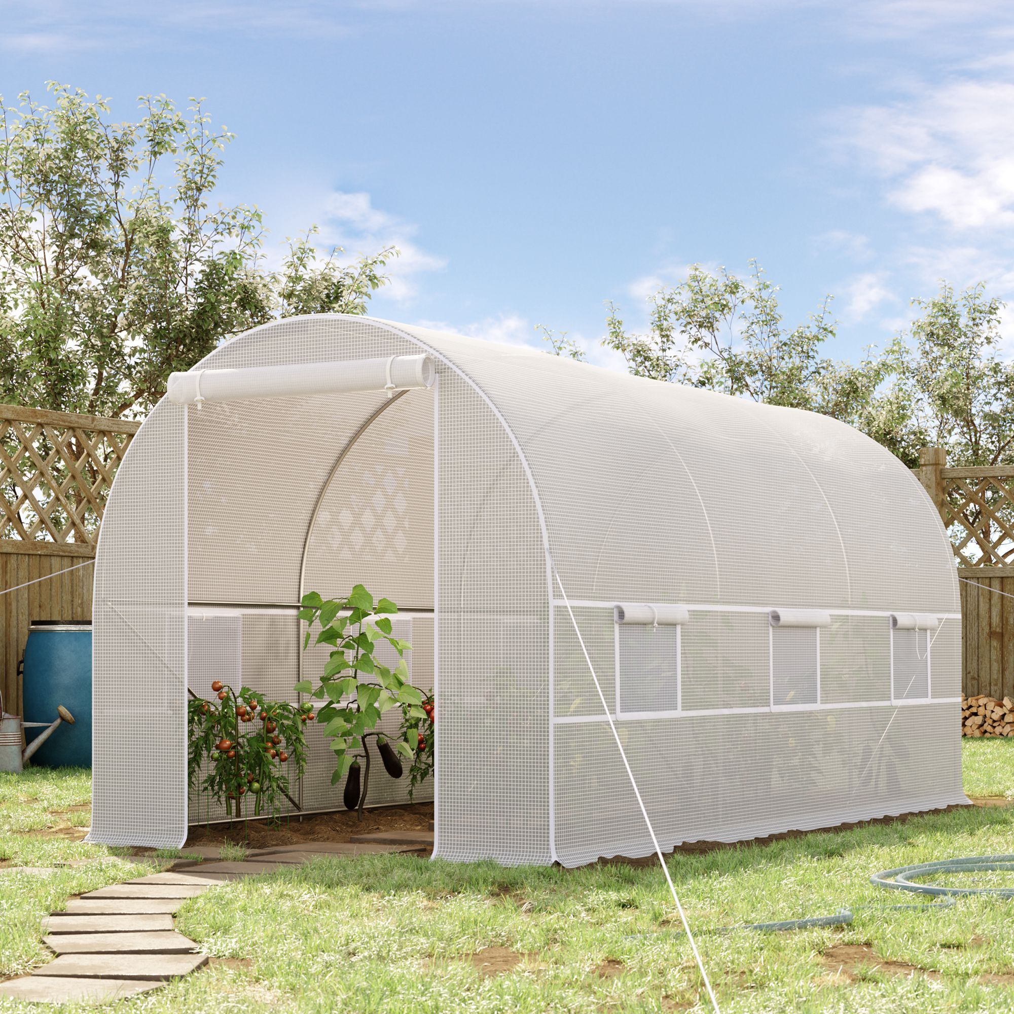 Invernadero de Jardín 4x2x2m Huerto Tipo Túnel 6 Ventanas Cultivos Plantas