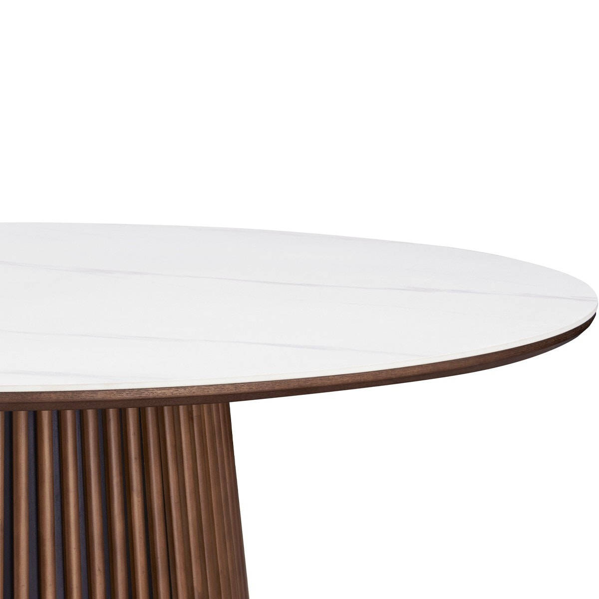 Table basse ronde plateau en céramique bicolore piètement cannelé - ADA
