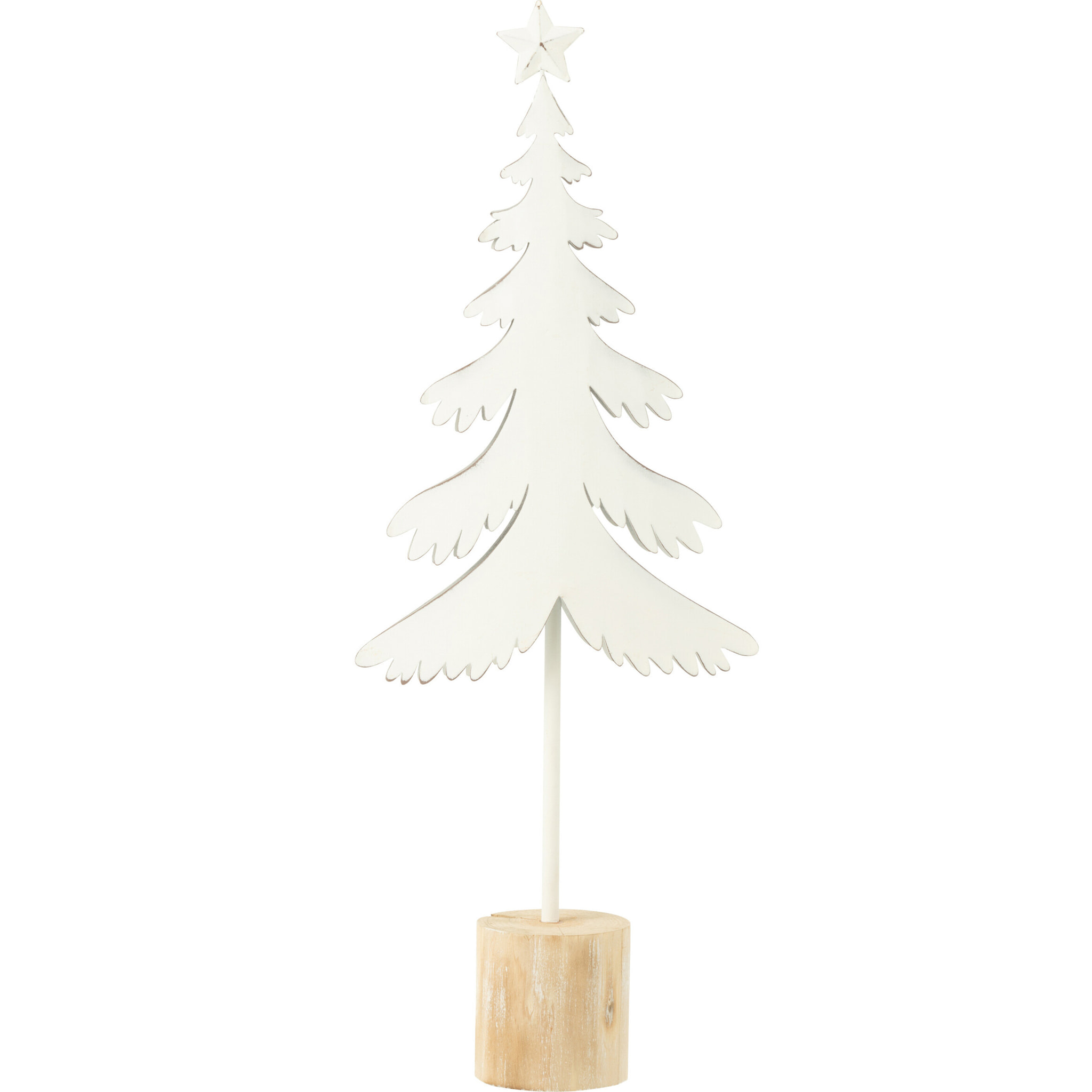 J-Line décoration Sapin Sur Pied + Étoile - métal - blanc - large