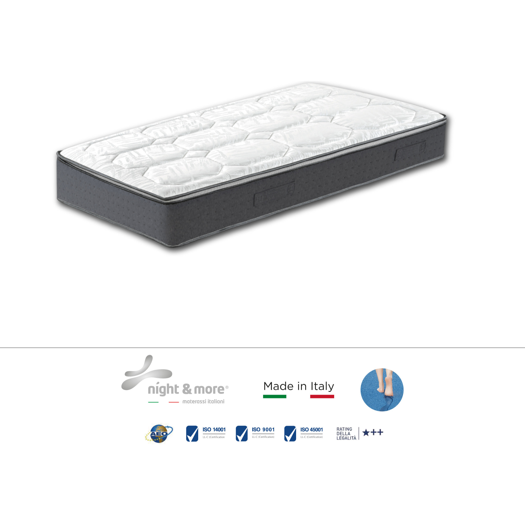 "Irene" H30 cm 90x190 guanciale Memory OMAGGIO a molle insacchettate e 4cm memory Gel