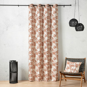 Coussin motif palmier tissé - Terracotta