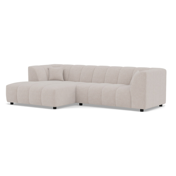 Curtis - canapé d'angle gauche 4 places avec accoudoir en tissu texturé - Beige
