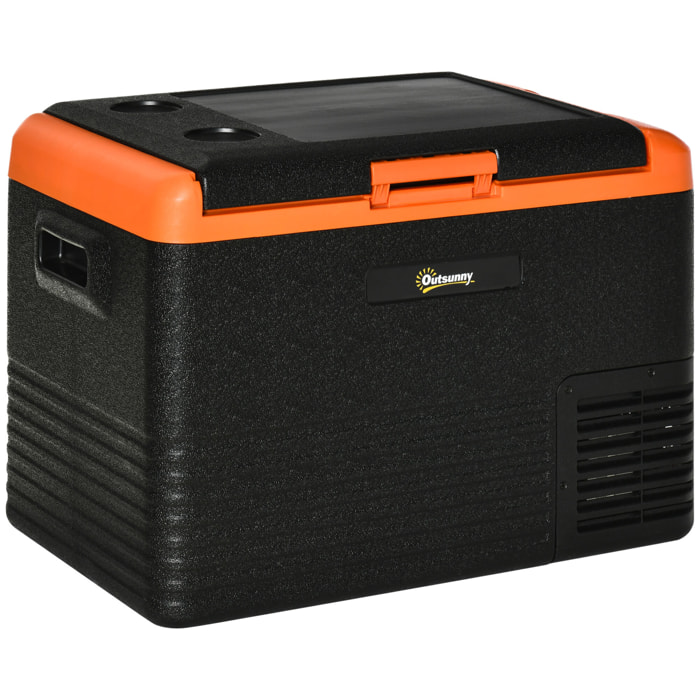 Outsunny Nevera Portátil Eléctrica 40L Refrigerador de Coche 12V/24V hasta -20℃ Mini Frigorífico con Compresor Pantalla LED Táctil para Hogar Camping Viajes Automóvil 58,7x36,5x43,8 cm Negro