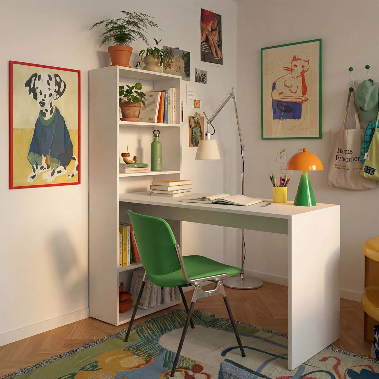 Mesa de escritorio con estantería en blanco artik 120x50 cm Cosmic Blanco Artik (Blanco Mate)