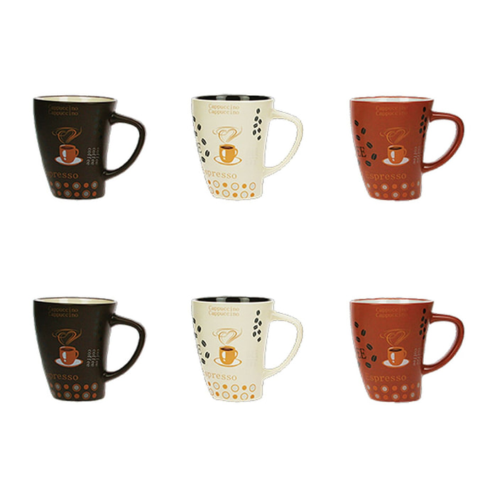 Lot de 6 mugs 25cl en grès aux couleurs assorties NOVA