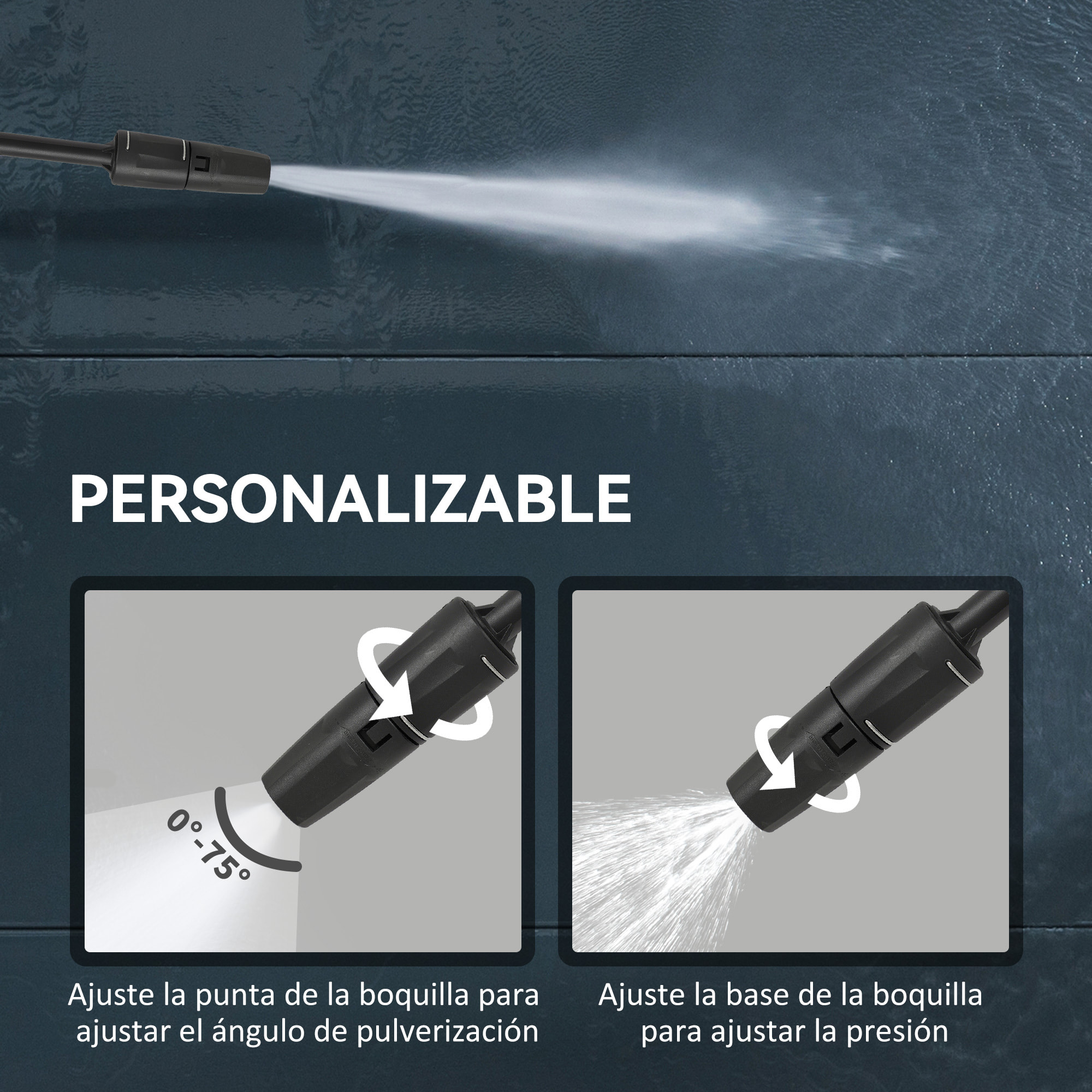 Hidrolimpiadora de Alta Presión 2200W, Presión 170 Bar, Caudal 420 L/h, con Bomba de Aluminio, Parada Automática, Manguera de 6 m, Incluye Botella de Espuma y Boquilla Ajustable Verde y Negro