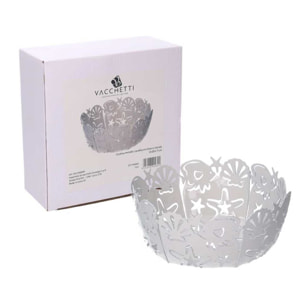 Cestina in metallo cavalluccio bianco tondo cm ø20h7