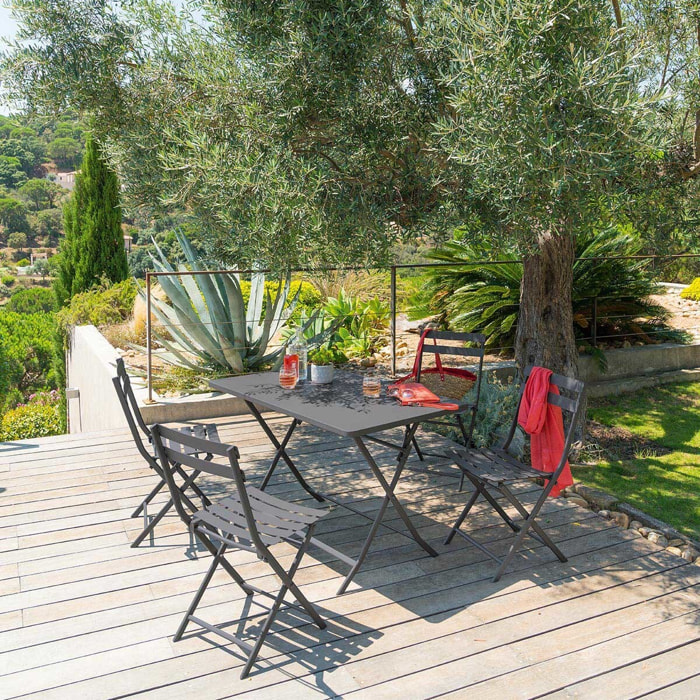 Table de jardin pliante rectangulaire "Greensboro" graphite 4 places en métal