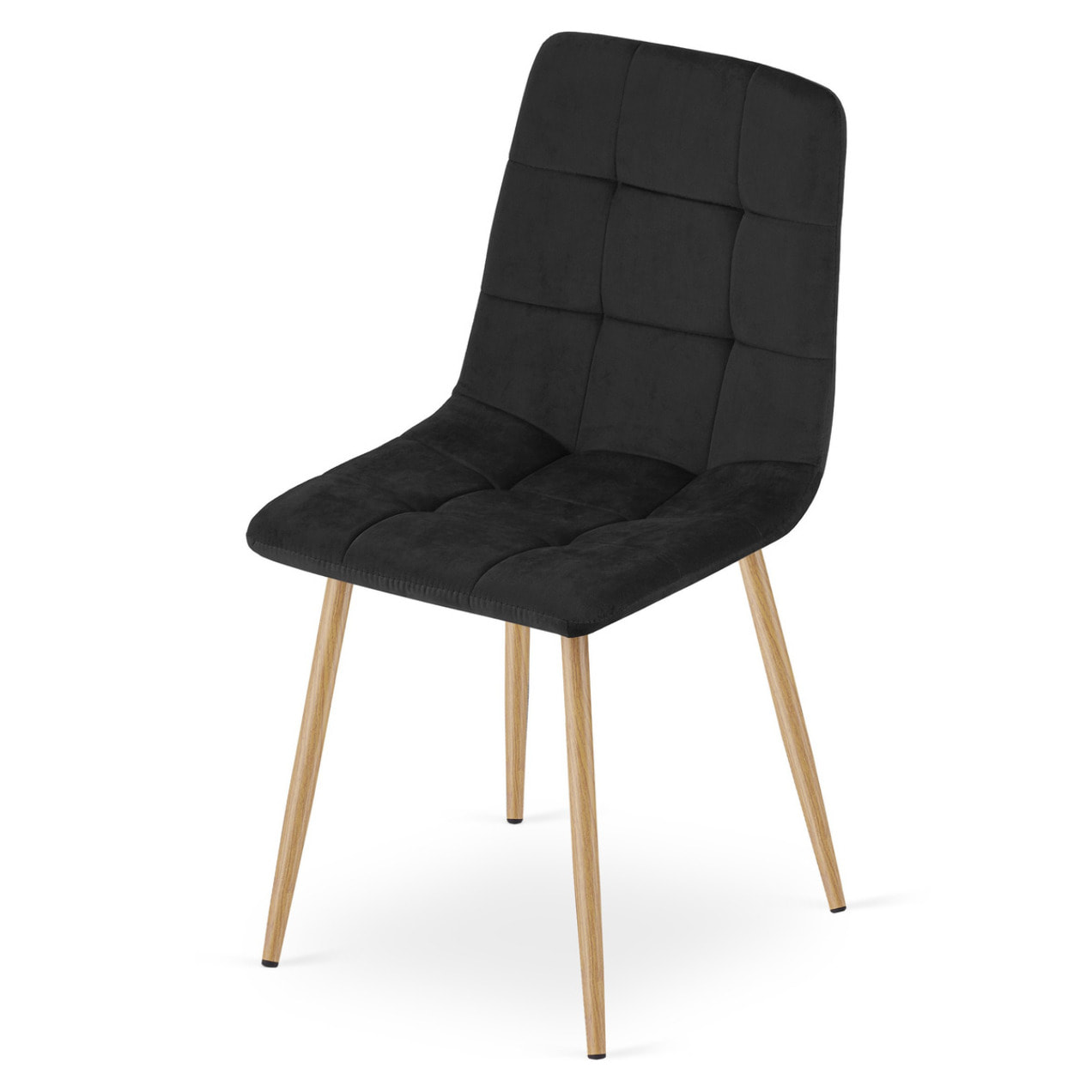 Set di 2 sedie Kara in velluto nero e gambe effetto legno