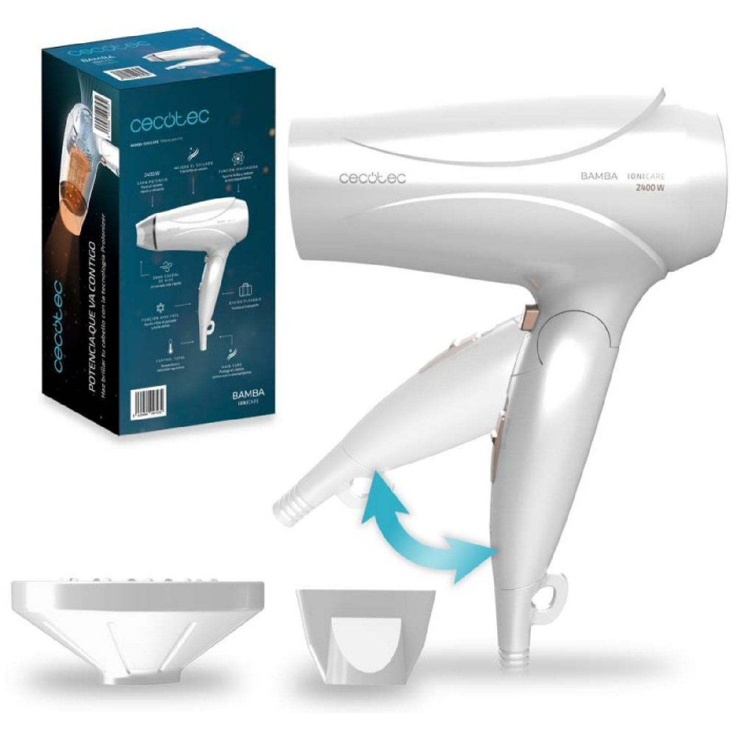 Cecotec Secador de Pelo IoniCare TravelWhite