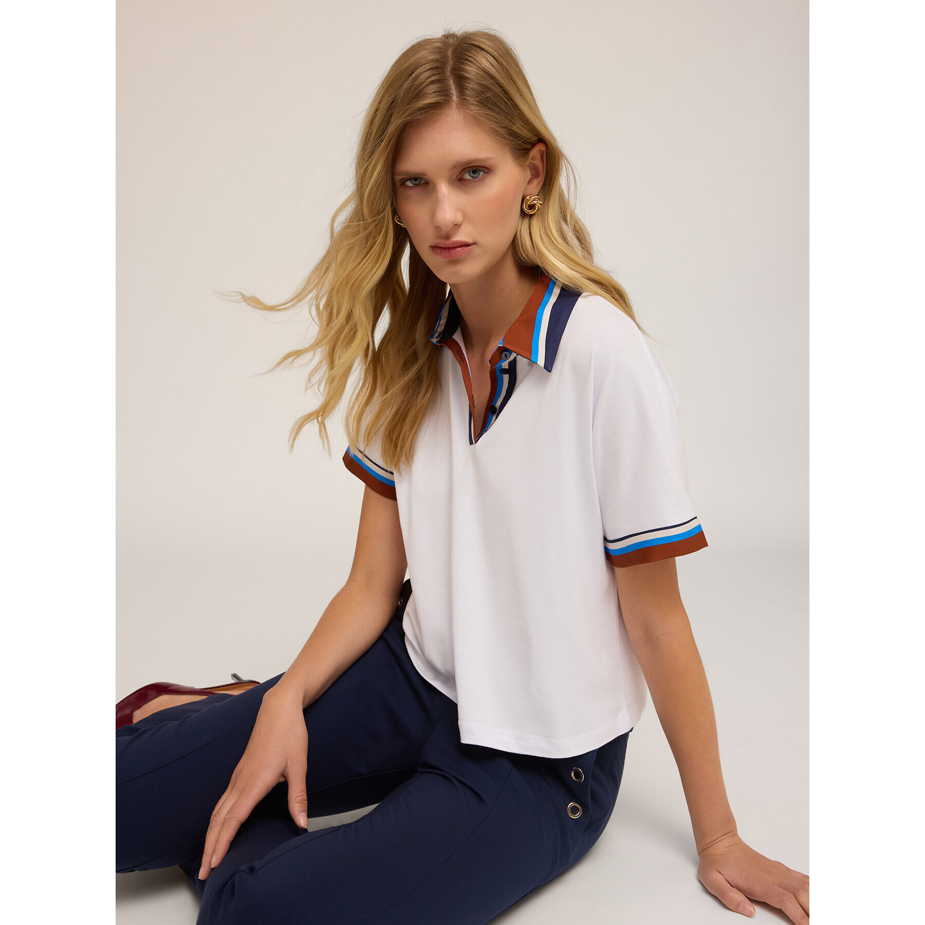 Motivi - Polo con bordes a rayas - Blanco