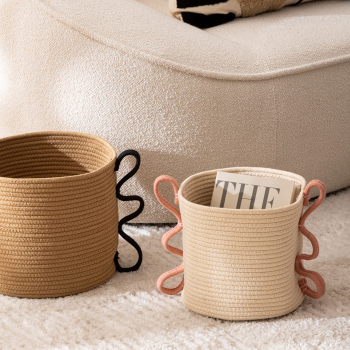 Lot de 2 paniers ronds Wavy bliss beige L25 30cm