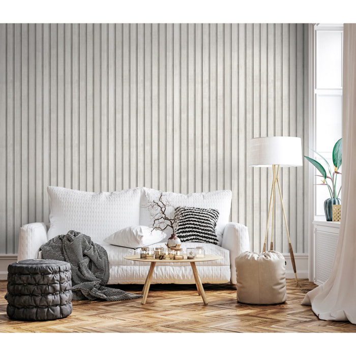 Papel pintado CERAMIKO, Slat wall blanco 53x1000 cm