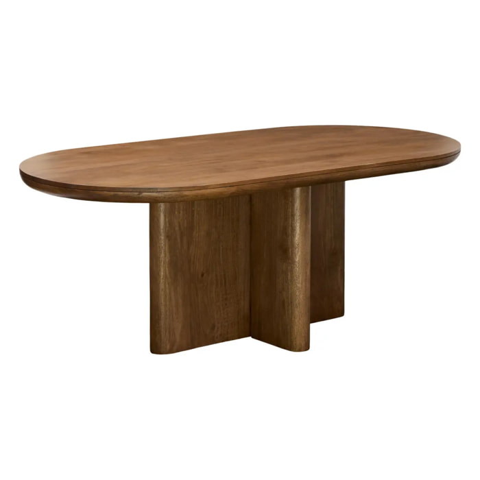 Table à manger Nagda ovale 100x200cm 8 places marron