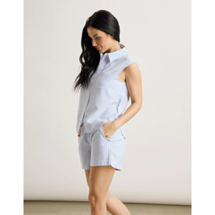 Camisa sin Mangas Azul Rayas - Salinasa