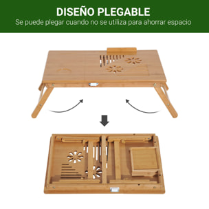 Mesa Plegable de Ordenador Portátil Ajustable de Bambú