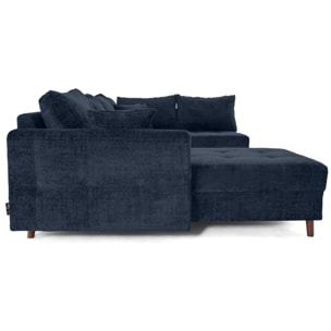 Rune - canapé panoramique d'angle droit 7 places en velours texturé - Bleu