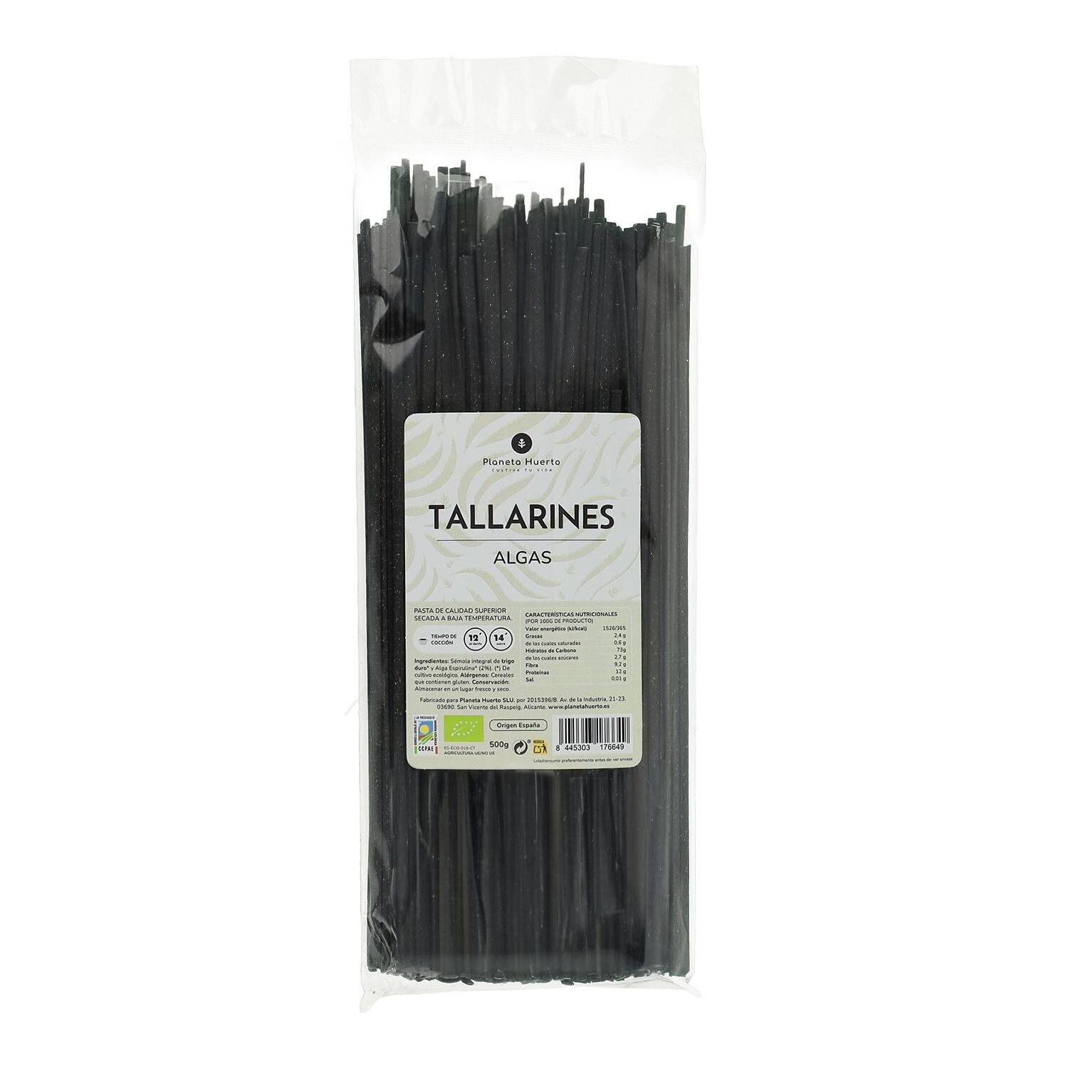 PLANETA HUERTO | Tallarines de Espinacas Ecológicos 500 g – Pasta Artesanal de Trigo Duro y Espinacas – Sin Aditivos ni Conservantes