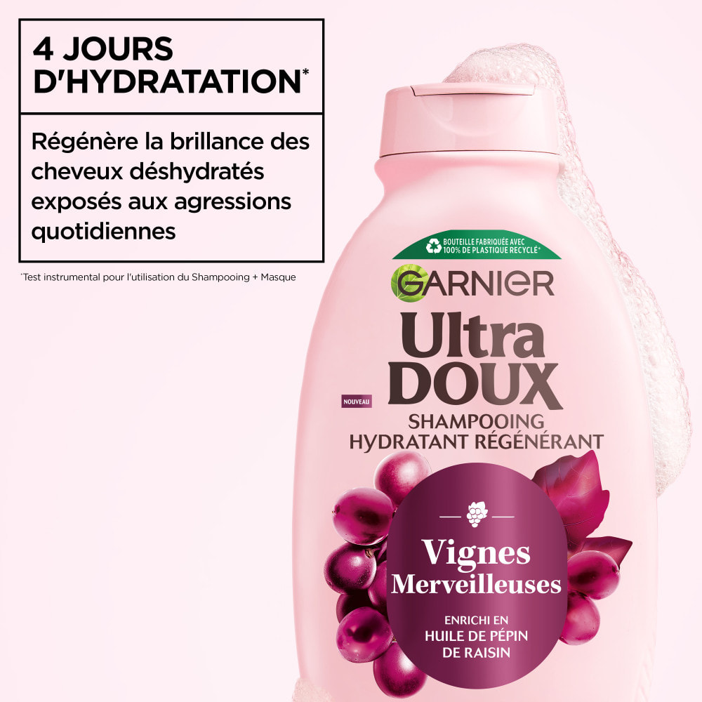 Lot de 12 - Garnier Ultra Doux Vignes Merveilleuses Shampooing Hydratant Régénérant 250ml - Homme & Femme