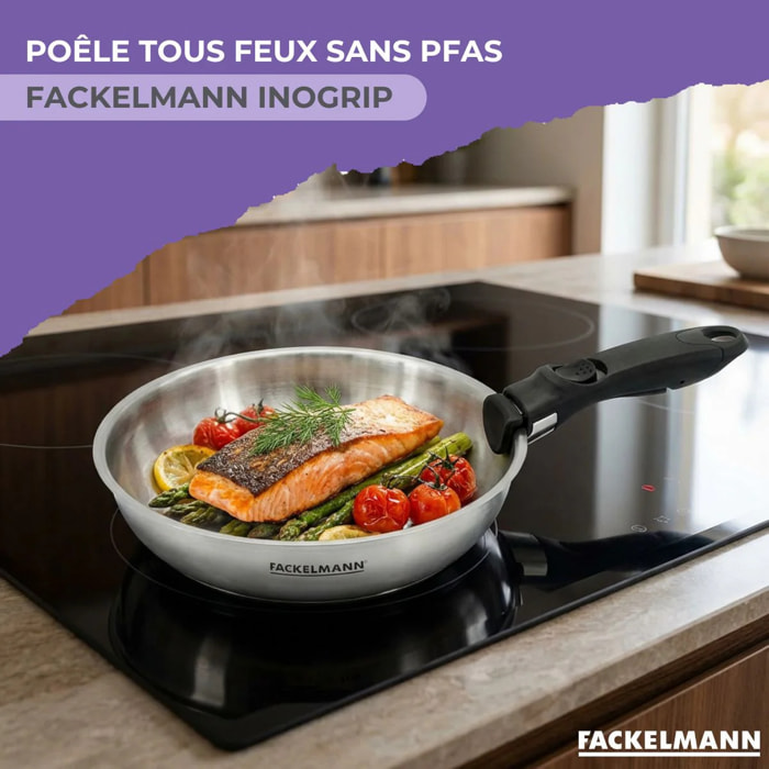 Set 1 poêle avec manche amovible Fackelmann InoGrip