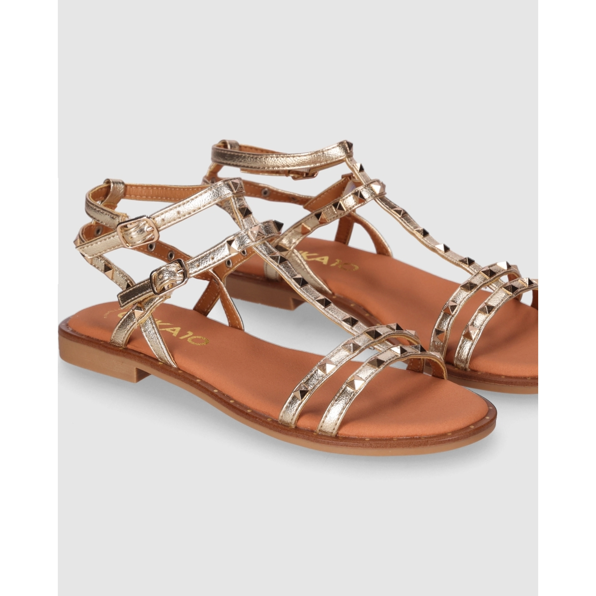 Sandalias - Oro - Tacón: Bajo