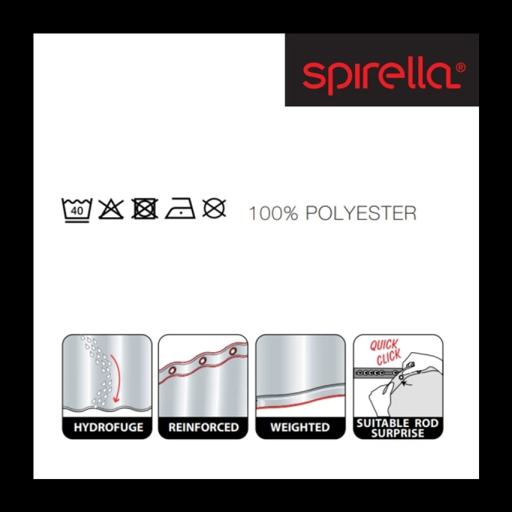 Rideau de douche Polyester KOS Argent Spirella