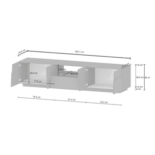 Mobile porta TV Maestrale, Credenza bassa da soggiorno con 4 ante e 1 cassetto, Base porta TV, 220x44h46 cm, Rovere