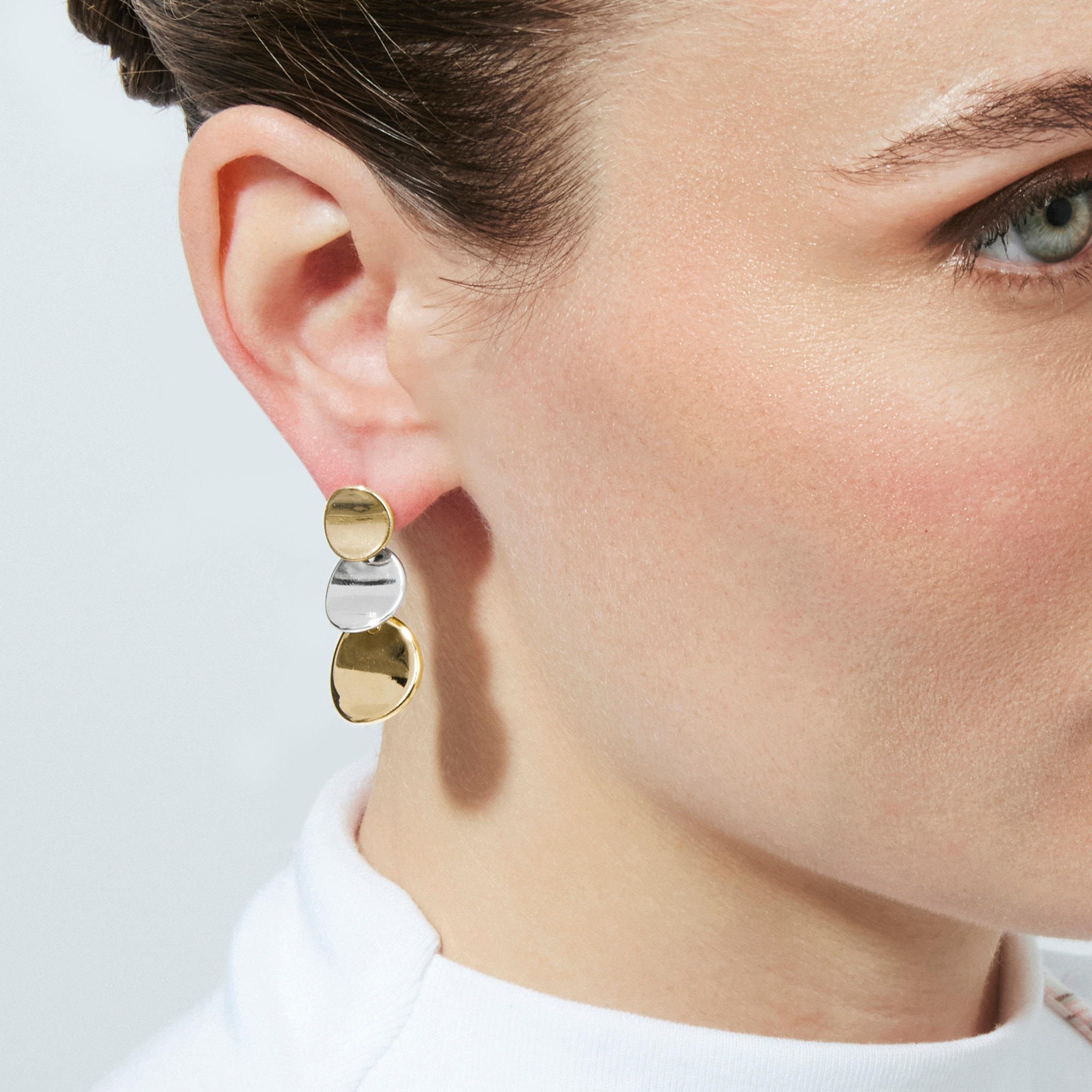 Pendientes Nahab acabado plata y oro 18k