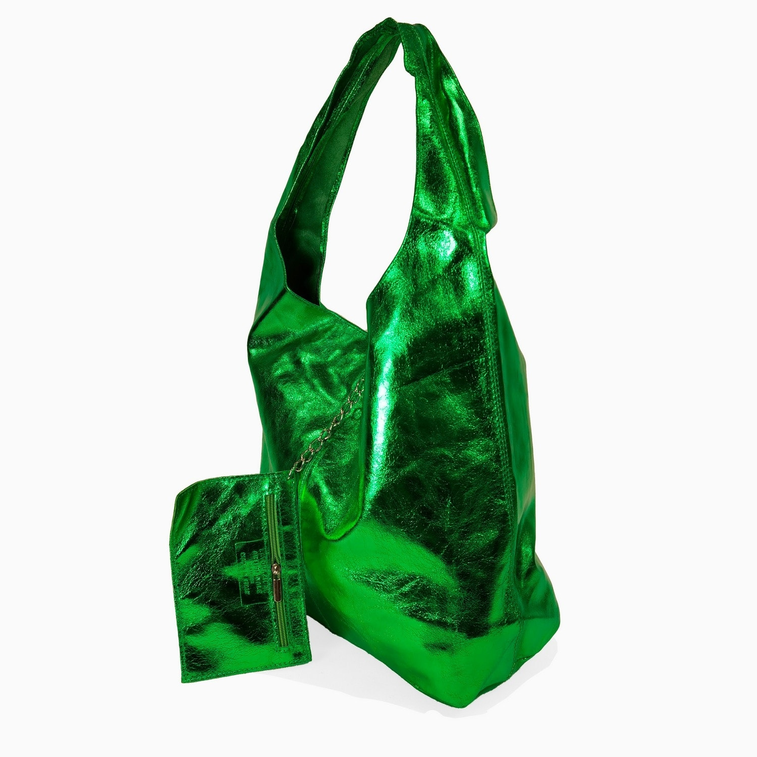 Borse Donna colore Verde-in pelle Made in Italy 43X35X8cm