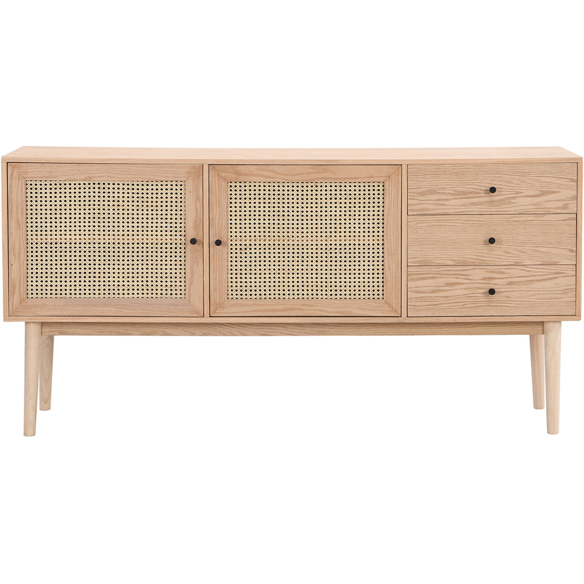 Buffet 2 portes 3 tiroirs en cannage et bois - EDEN
