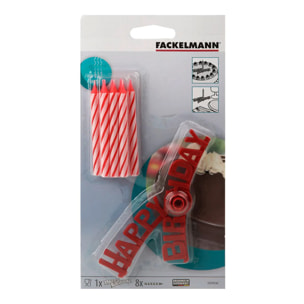 Set support "happy birthday" et 8 bougies d'anniversaire Fackelmann Rio Party
