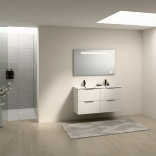 Meuble double vasque 120 cm BURGBAD Olena blanc brillant + miroir