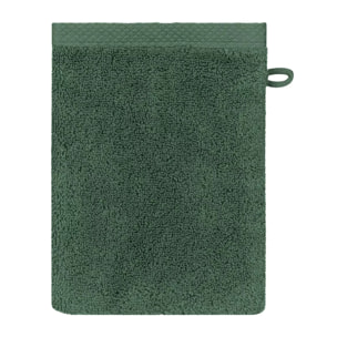 Gant de toilette pur coton 550 g/m² uni vert Elea kaki