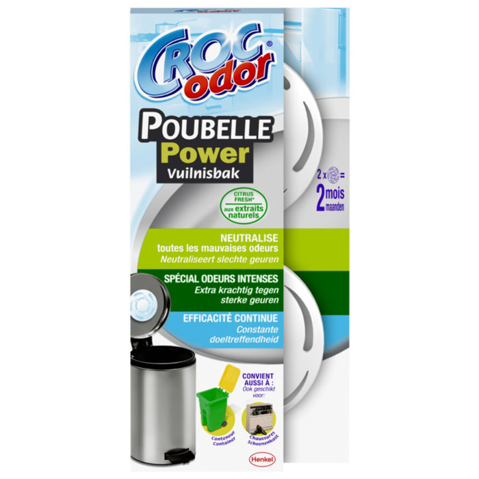 Lot de 8 - CROC'ODOR Poubelle Power x2