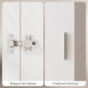 HOMCOM Armario Dormitorio Moderno, Armario Ropero con Barra para Colgar, Cajón, Estante Superior, 40x52x170 cm, Blanco