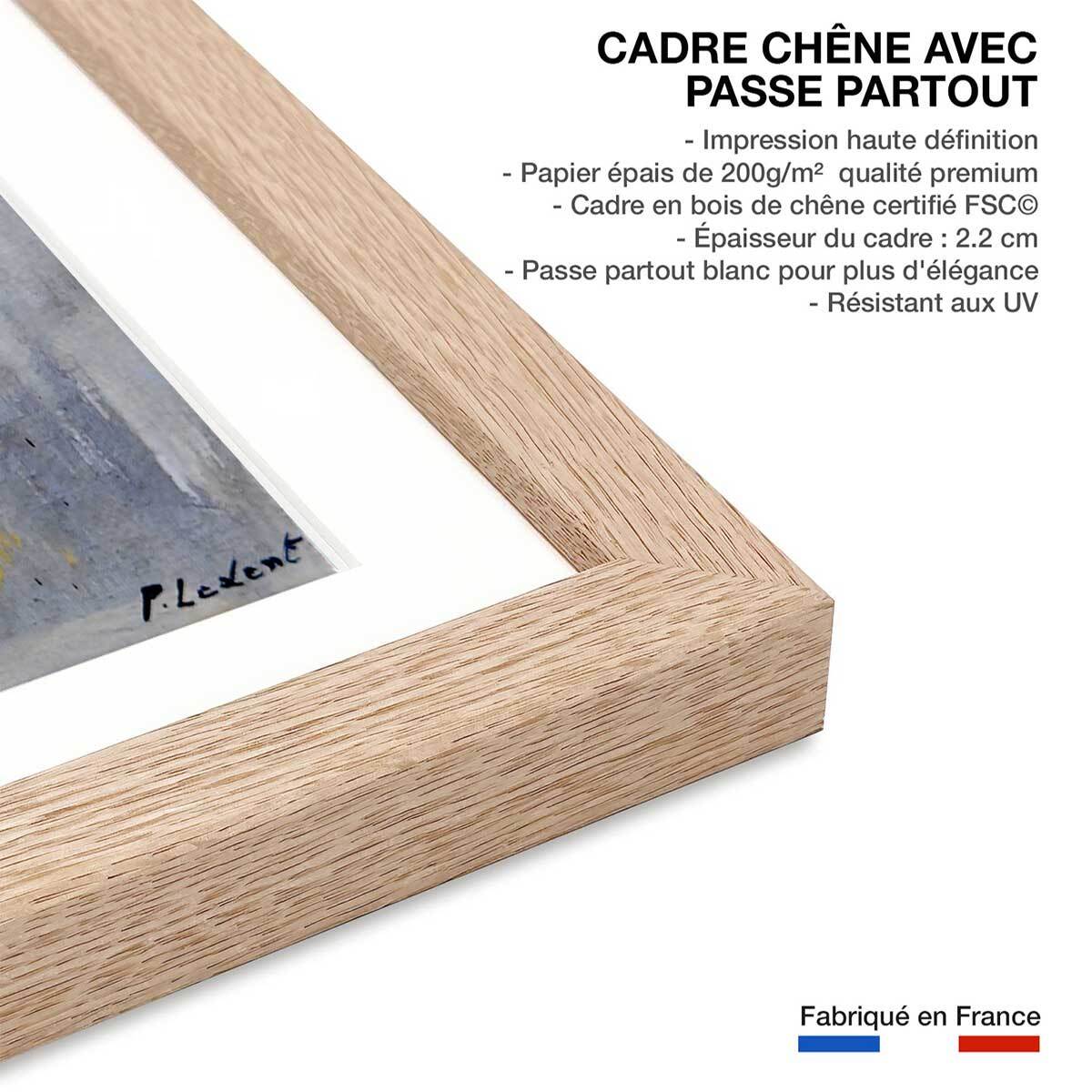 Poster  virgule Affiche + cadre en bois - Chêne