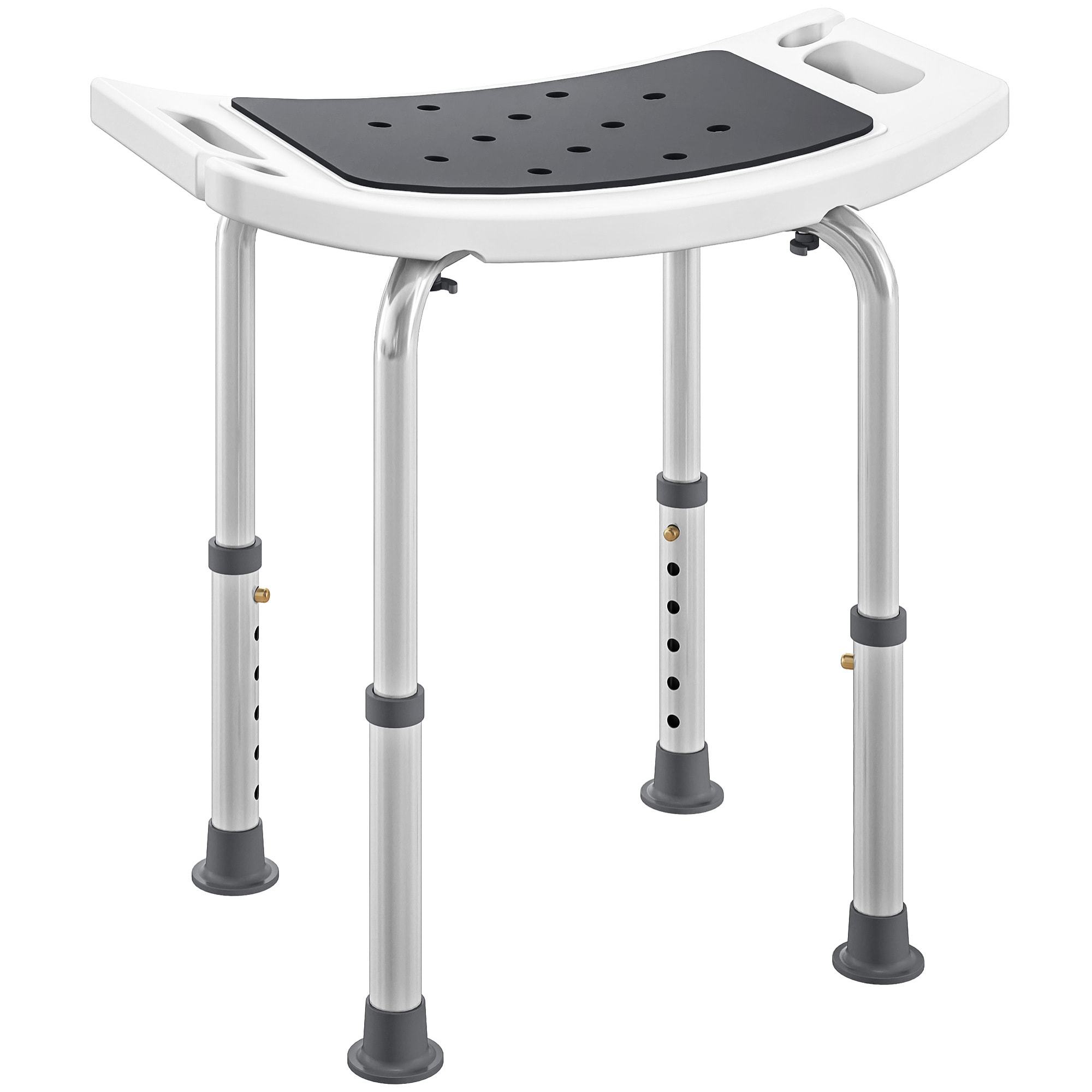 Siège de douche réglable en hauteur tabouret de douche ergonomique pieds antidérapants charge max. 135 Kg alu HDPE blanc gris
