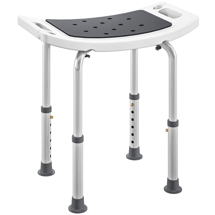 Siège de douche réglable en hauteur tabouret de douche ergonomique pieds antidérapants charge max. 135 Kg alu HDPE blanc gris