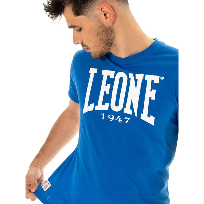 Camiseta de manga corta de algodón elástico con gran logo Leone Basic