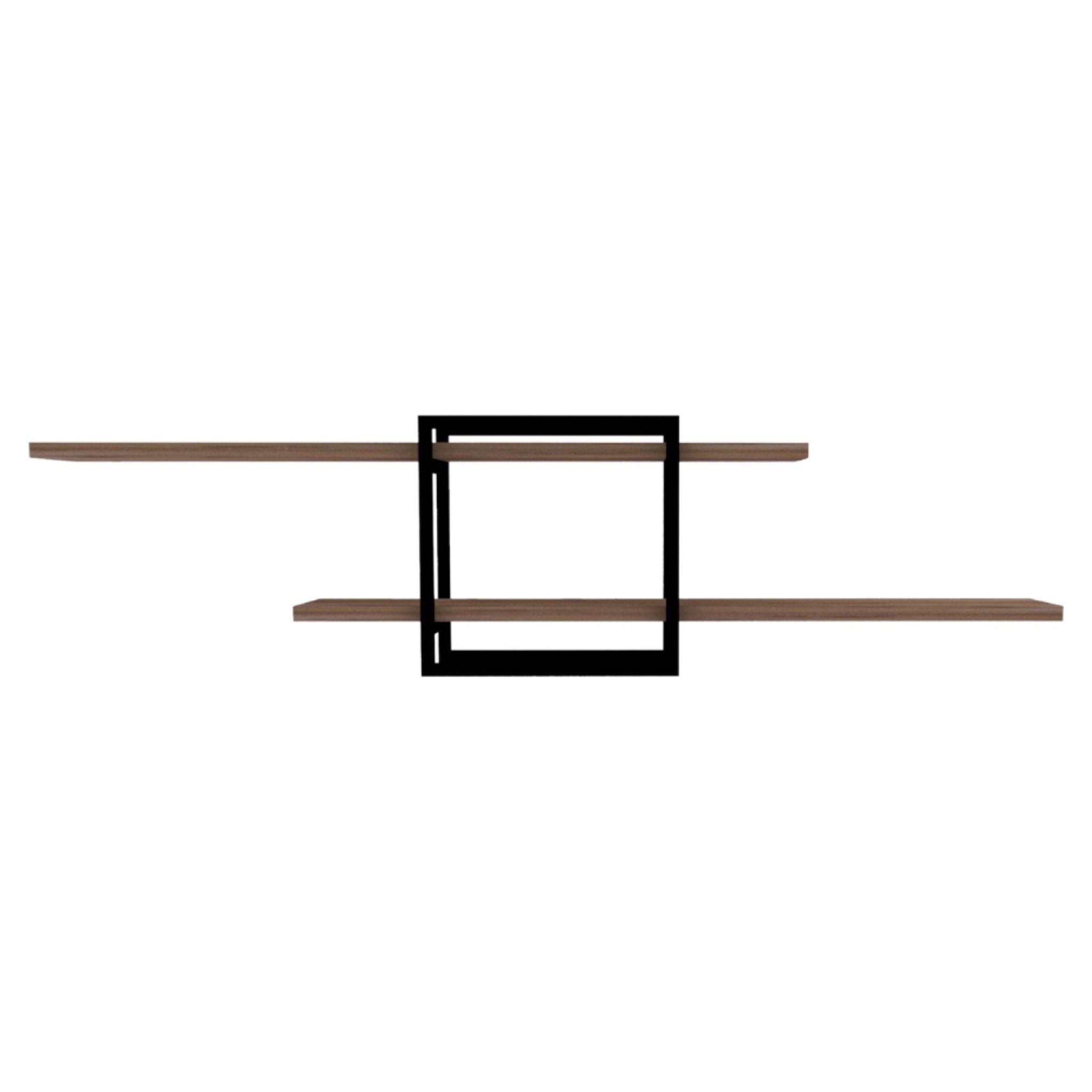 LULA - Etagère murale design - 2 rangements - bois et noir