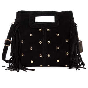 Barbata borsa a tracolla donna. Pelle scamosciata autentica con borchie decorative.