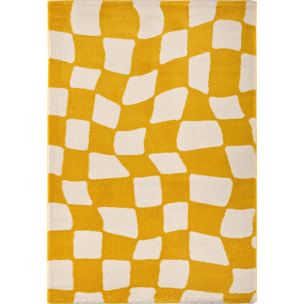 GROOVY - Tapis rétro coloré style seventies - Confortable et moelleux - Jaune