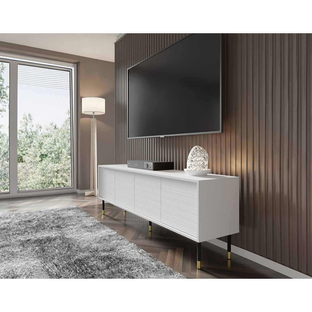 Novara - meuble tv - 4 portes - 180 cm - Blanc