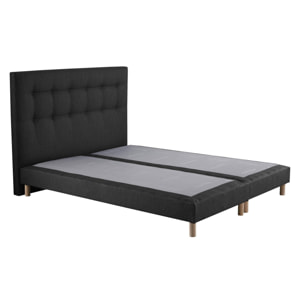 Sommier confort CRÉPUSCULE, durable avec tête de lit capitonnée anthracite