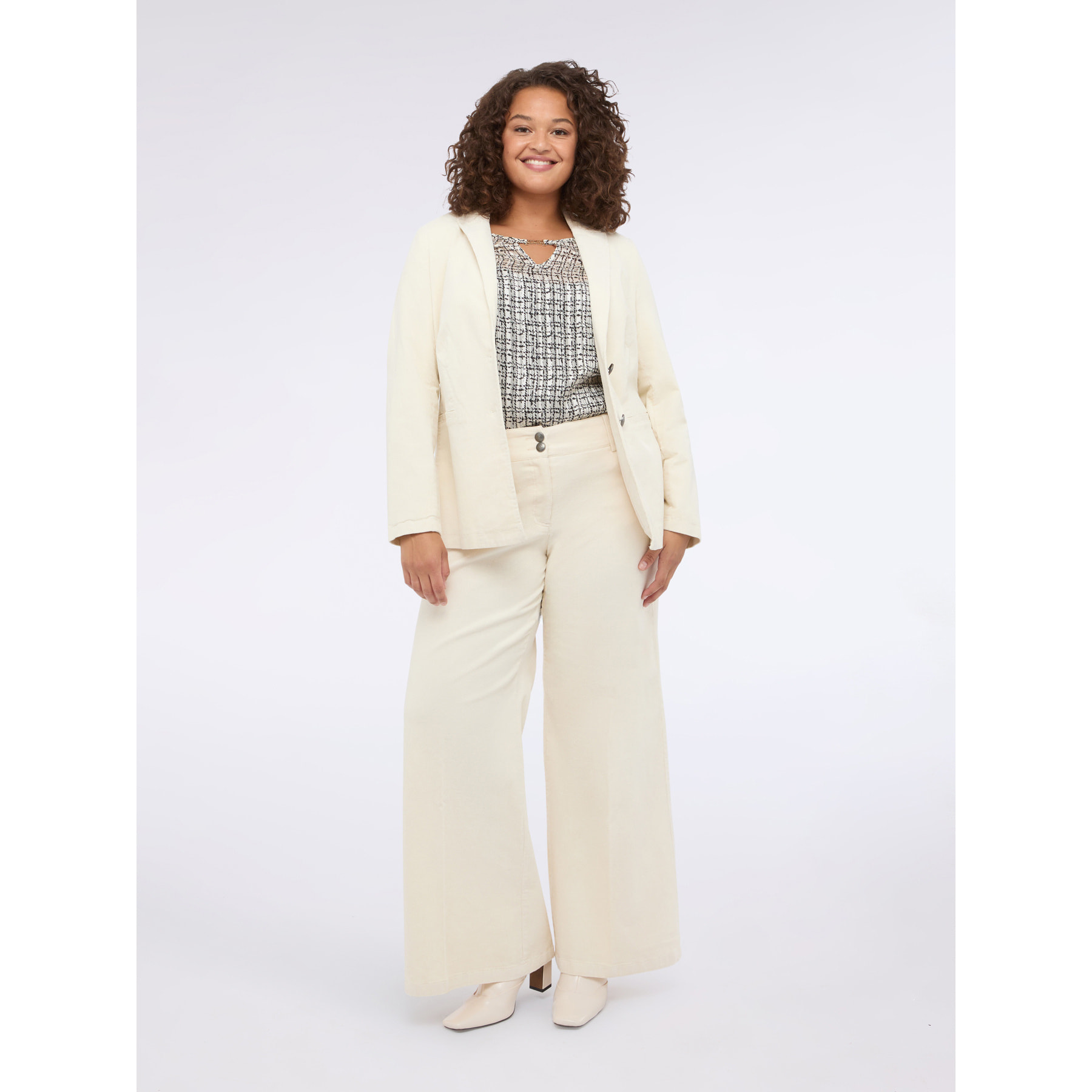 Fiorella Rubino - Blazer in velluto a coste misto cotone - Bianco