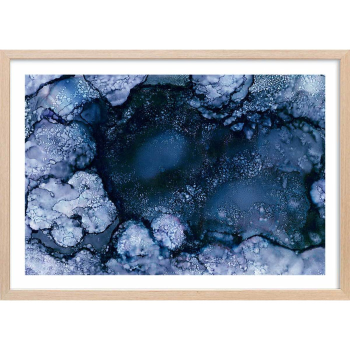 Poster blue space Affiche + cadre en bois - Chêne