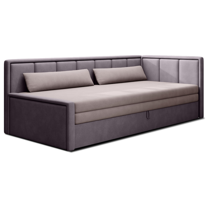 James - canapé 3 places droit convertible avec coffre en velours - Violet